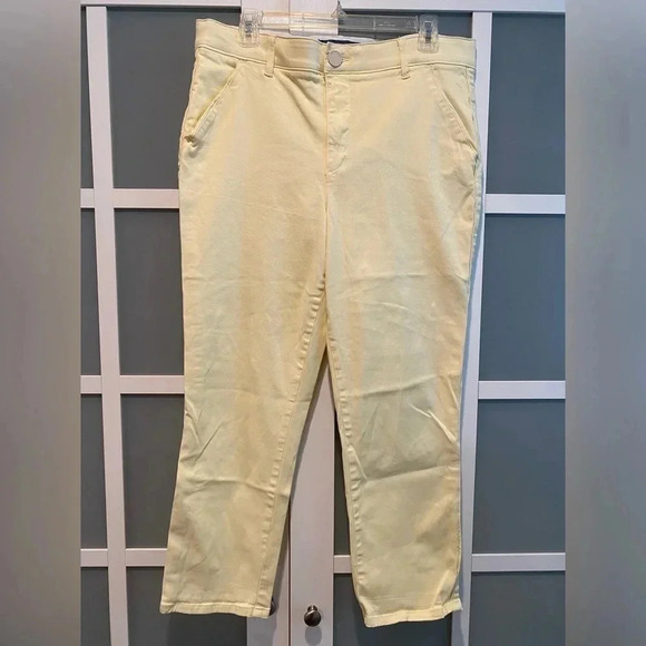 Democracy Ab-Tech Stretch Waist Pale Yellow Spring Cotton Rayon Spandex 14 EUC‎ - Picture 1 of 10